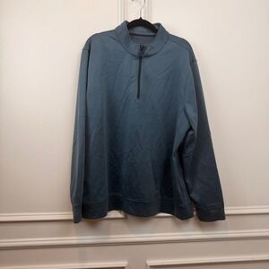 Hickey Freeman Mens XL Blue Micro Stripe Quarter Zip Pullover Performance Shirt